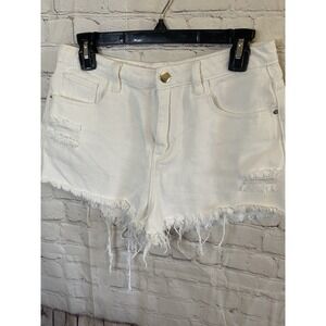 SHEIN Shorts Essnce Raw Hem Ripped Denim Shorts White Size Medium NWOT